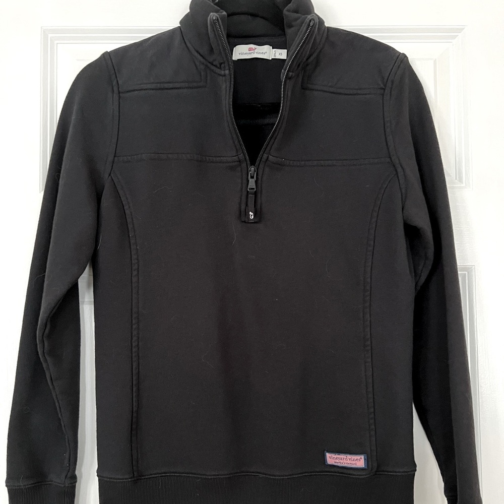 New! Women’s Vineyard Vines Shep 1/4 Zip Sweatshirt, Size XS, Black